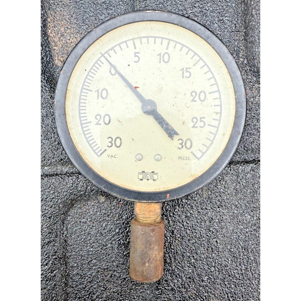 Vintage Marshalltown Iowa‎ Pressure Vacuum Gauge Industrial Steam Tool